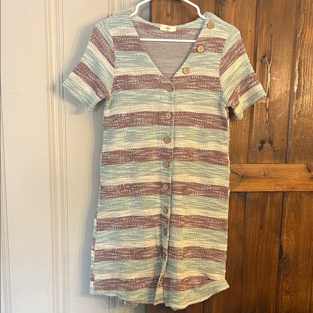 Entro Red and Blue Striped Mini Dress